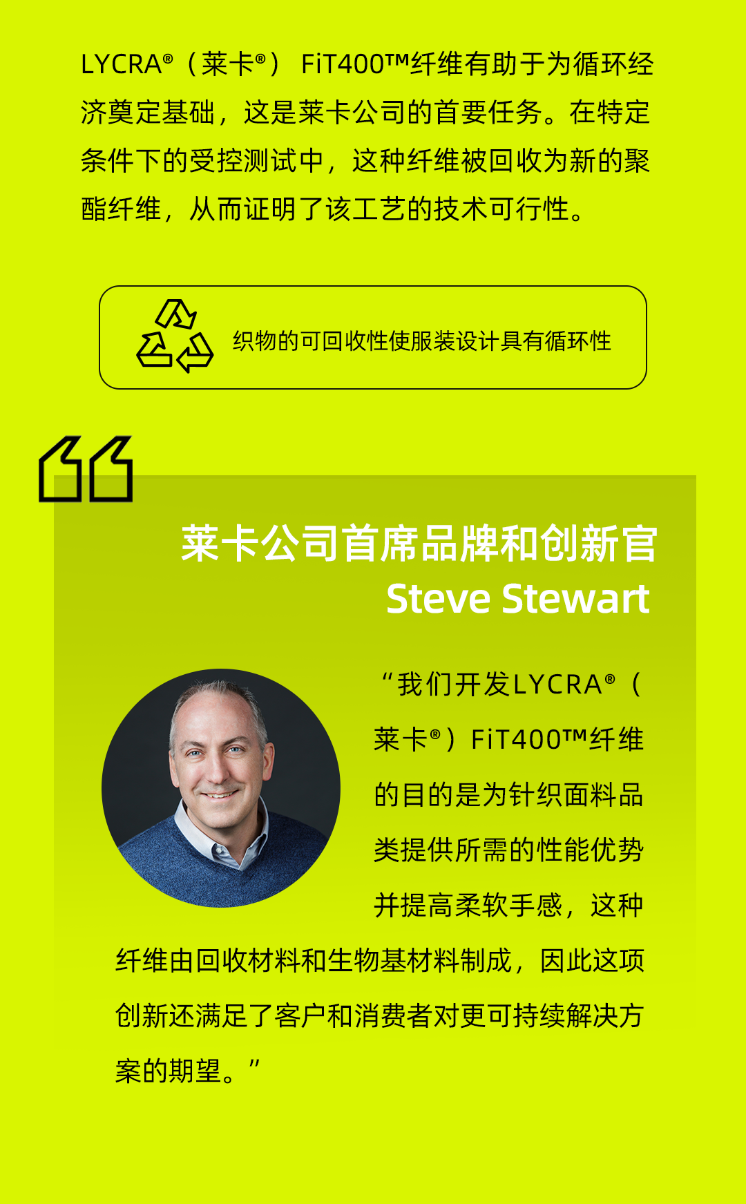 萊卡公司推出新型 LYCRA®(萊卡®) FiT400™ 纖維